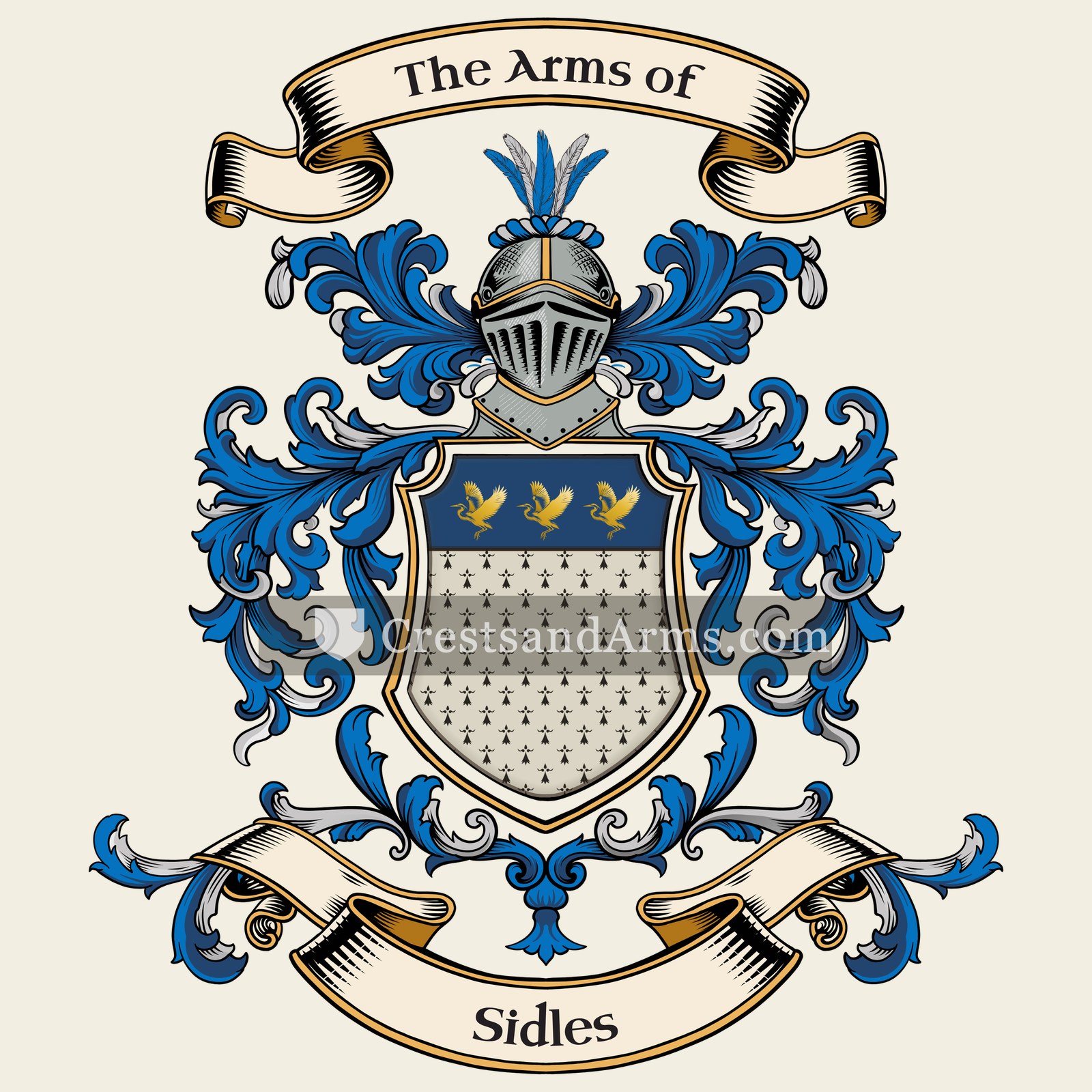 The Sidles coat of arms, drawn from the recorded blazon