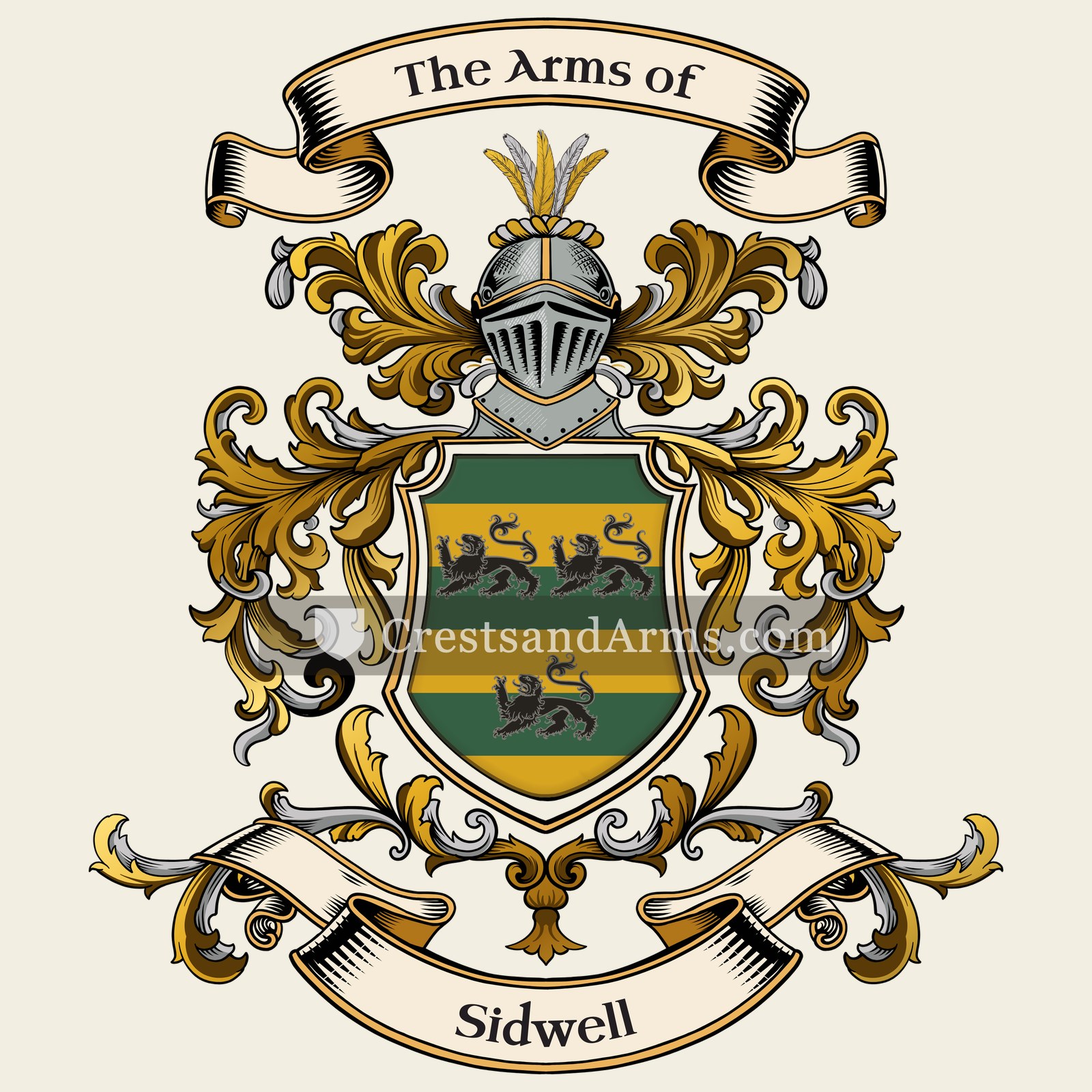 The Sidwell coat of arms, drawn from the recorded blazon