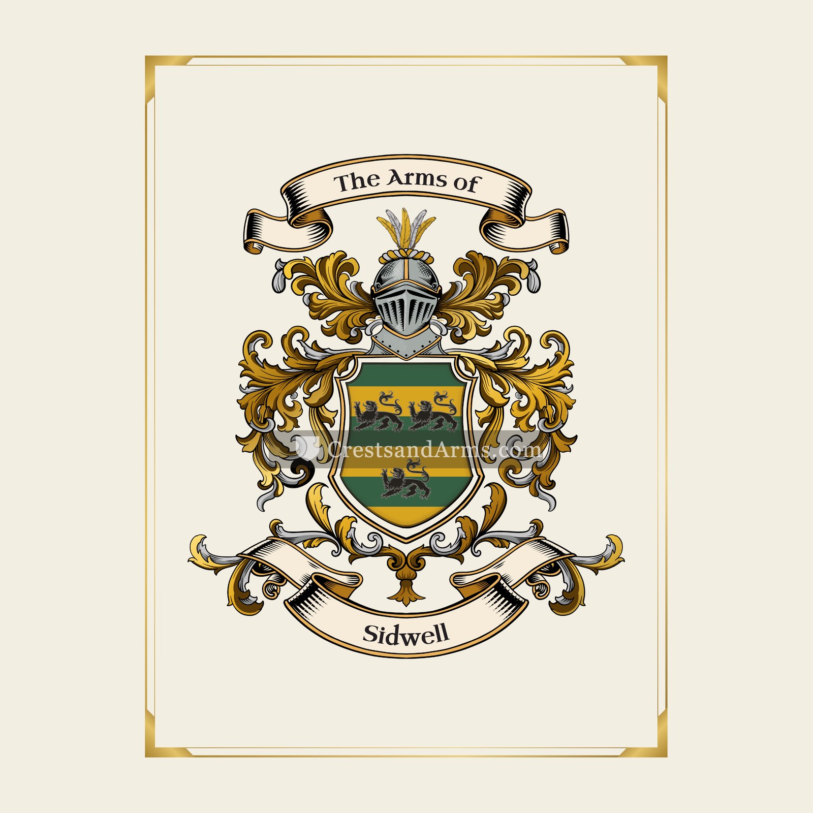With gold border
