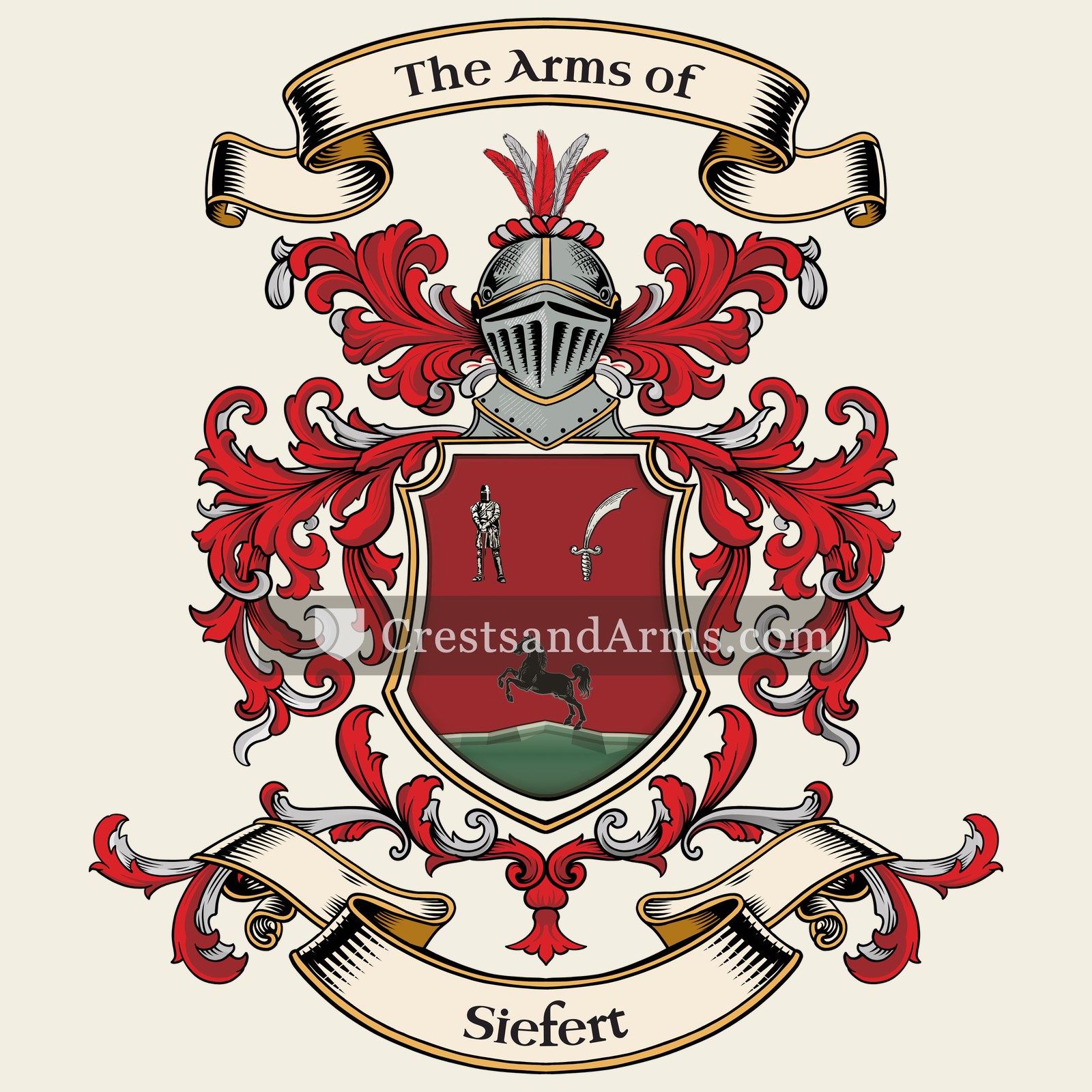 The Siefert coat of arms, drawn from the recorded blazon