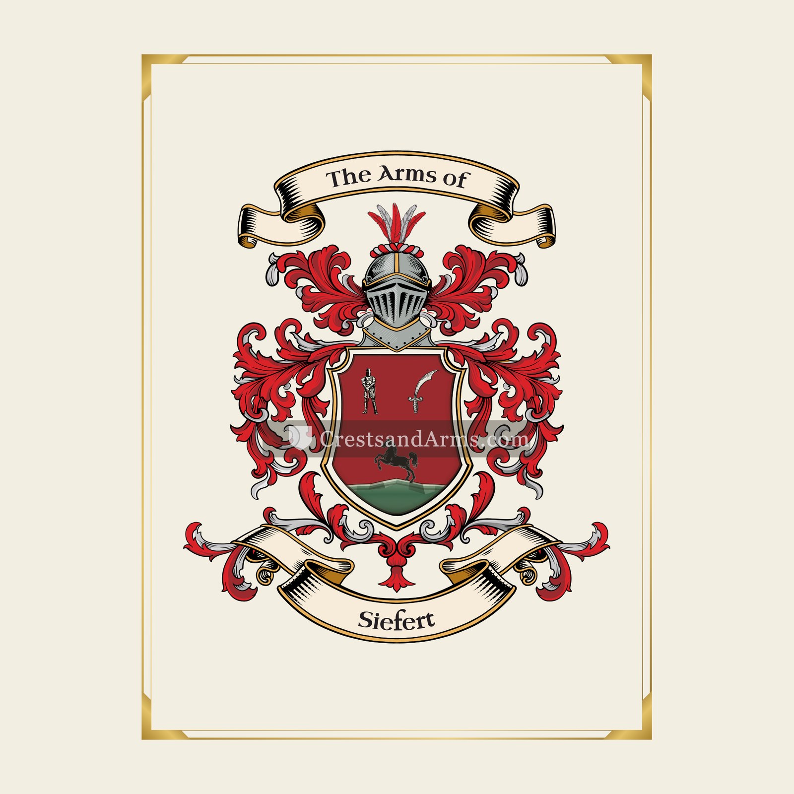 With gold border