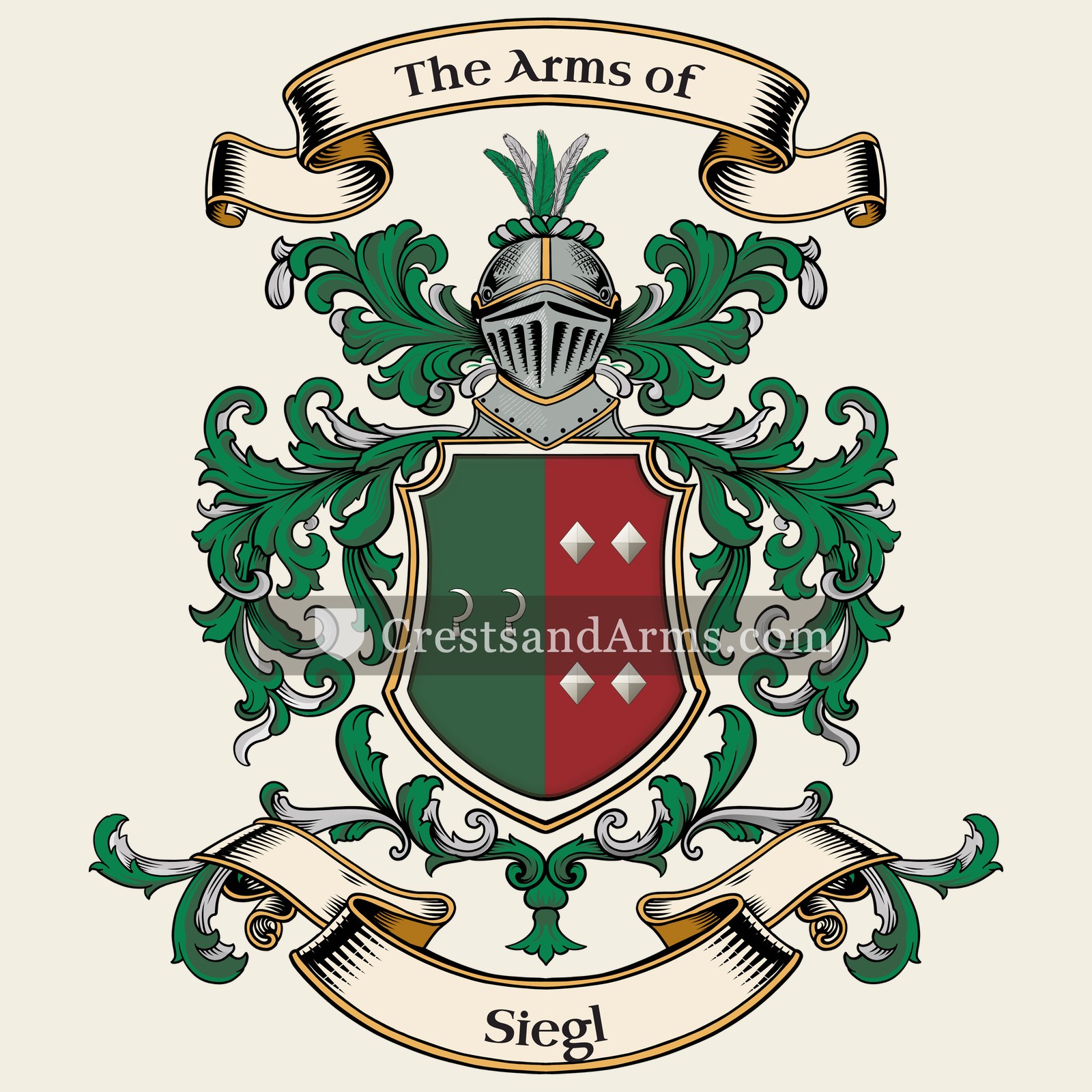 The Siegl coat of arms, drawn from the recorded blazon