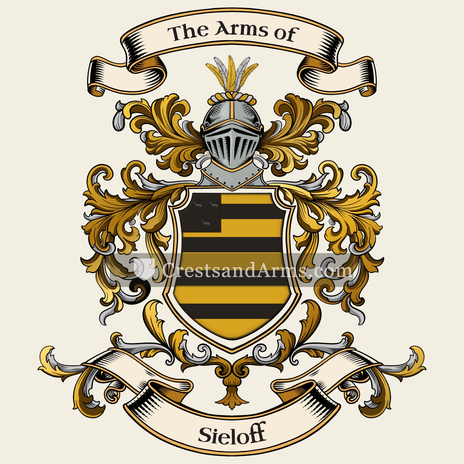 The Sieloff coat of arms, drawn from the recorded blazon