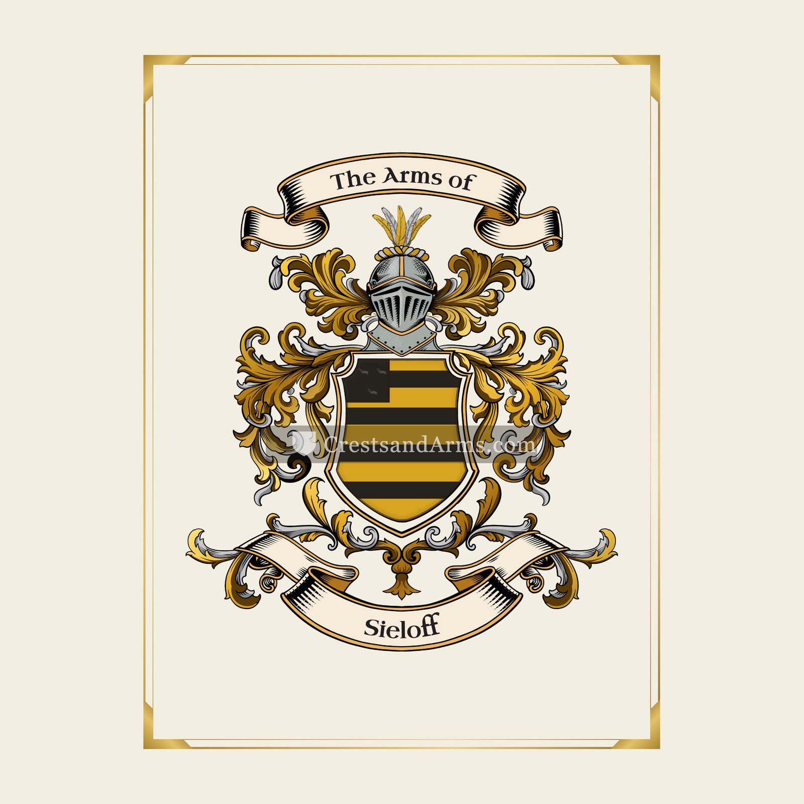 With gold border