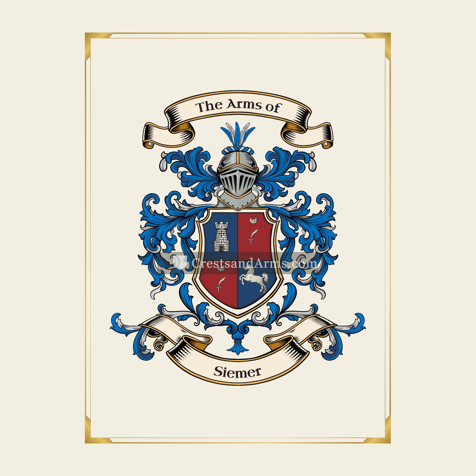 With gold border