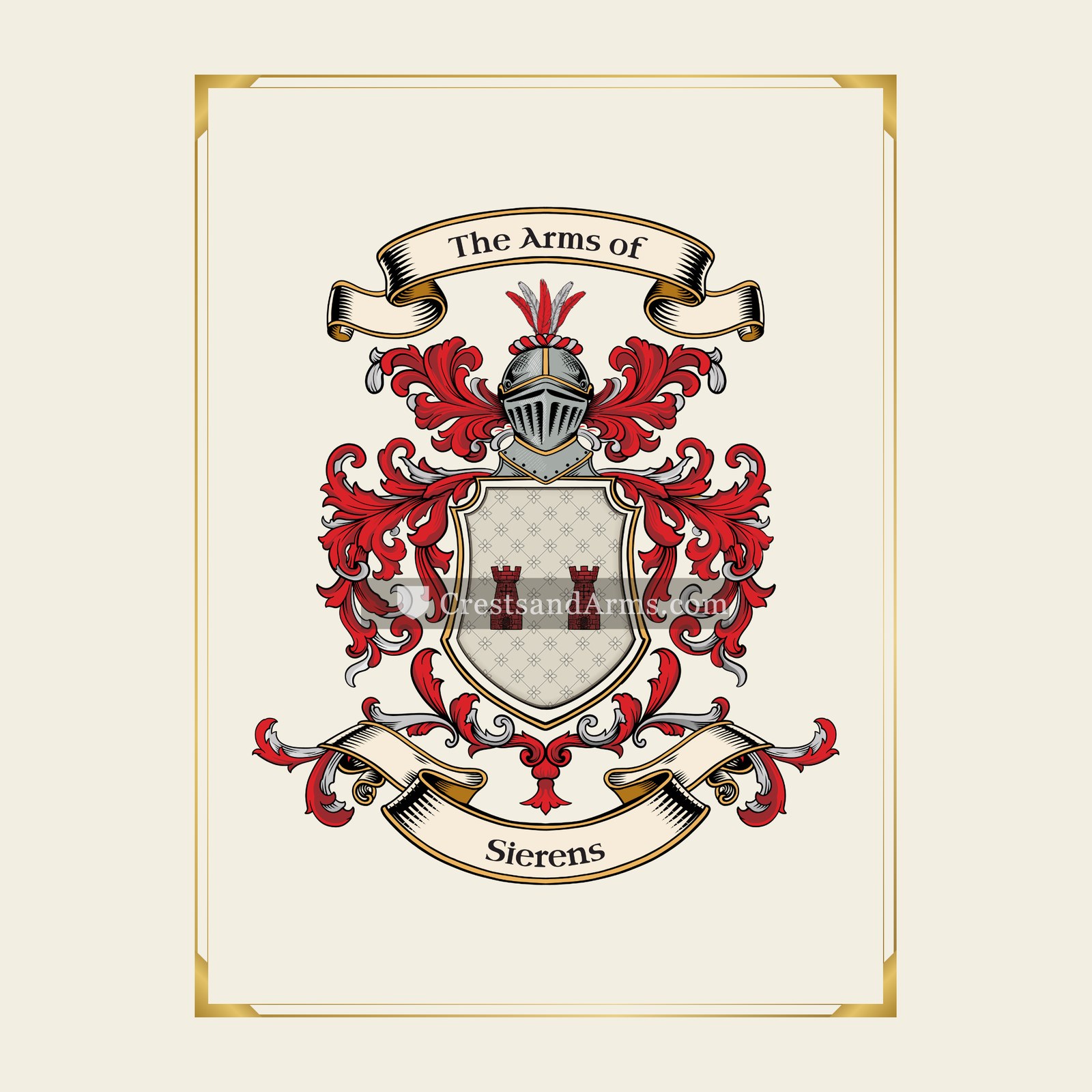 With gold border