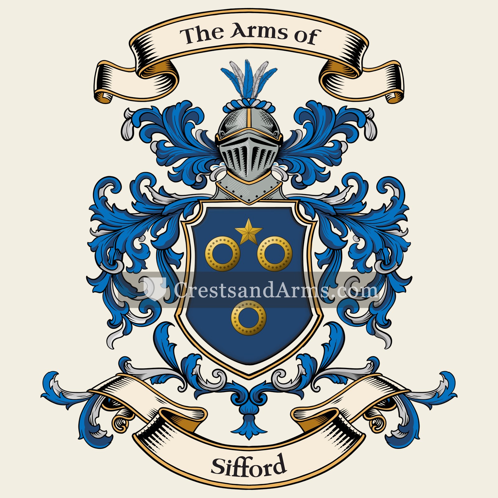 The Sifford coat of arms, drawn from the recorded blazon