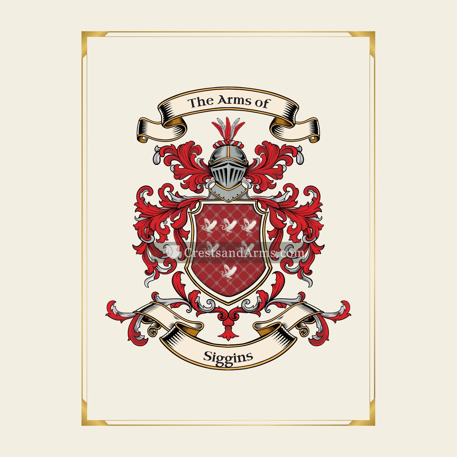 With gold border