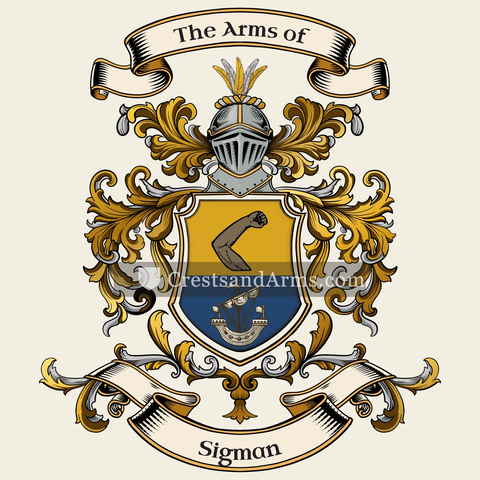 The Sigman coat of arms, drawn from the recorded blazon