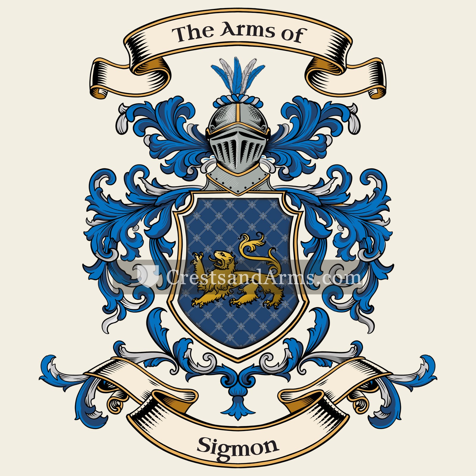The Sigmon coat of arms, drawn from the recorded blazon