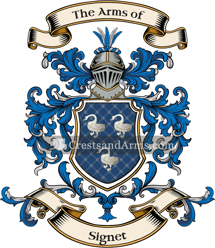 The Signet coat of arms, drawn from the recorded blazon