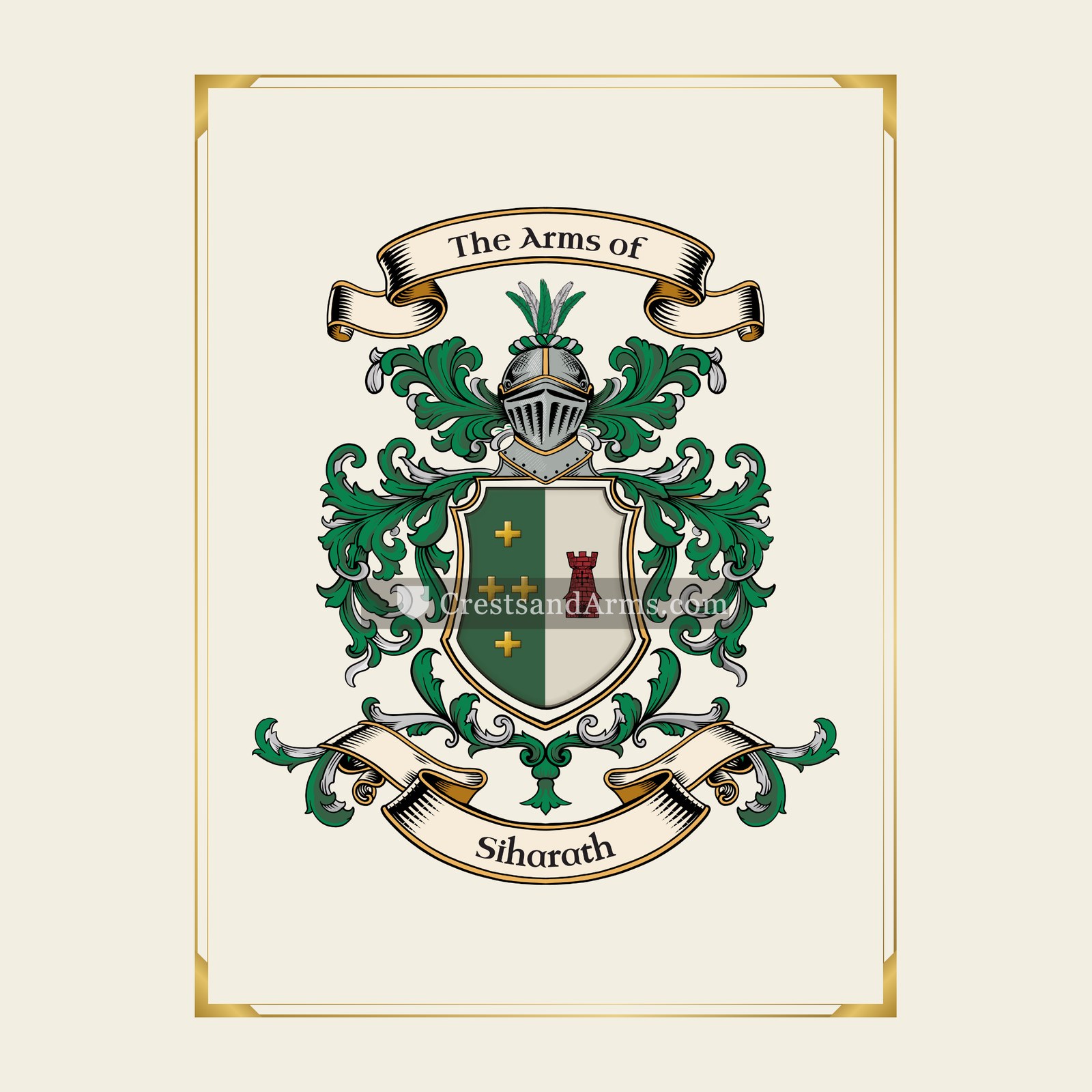 With gold border