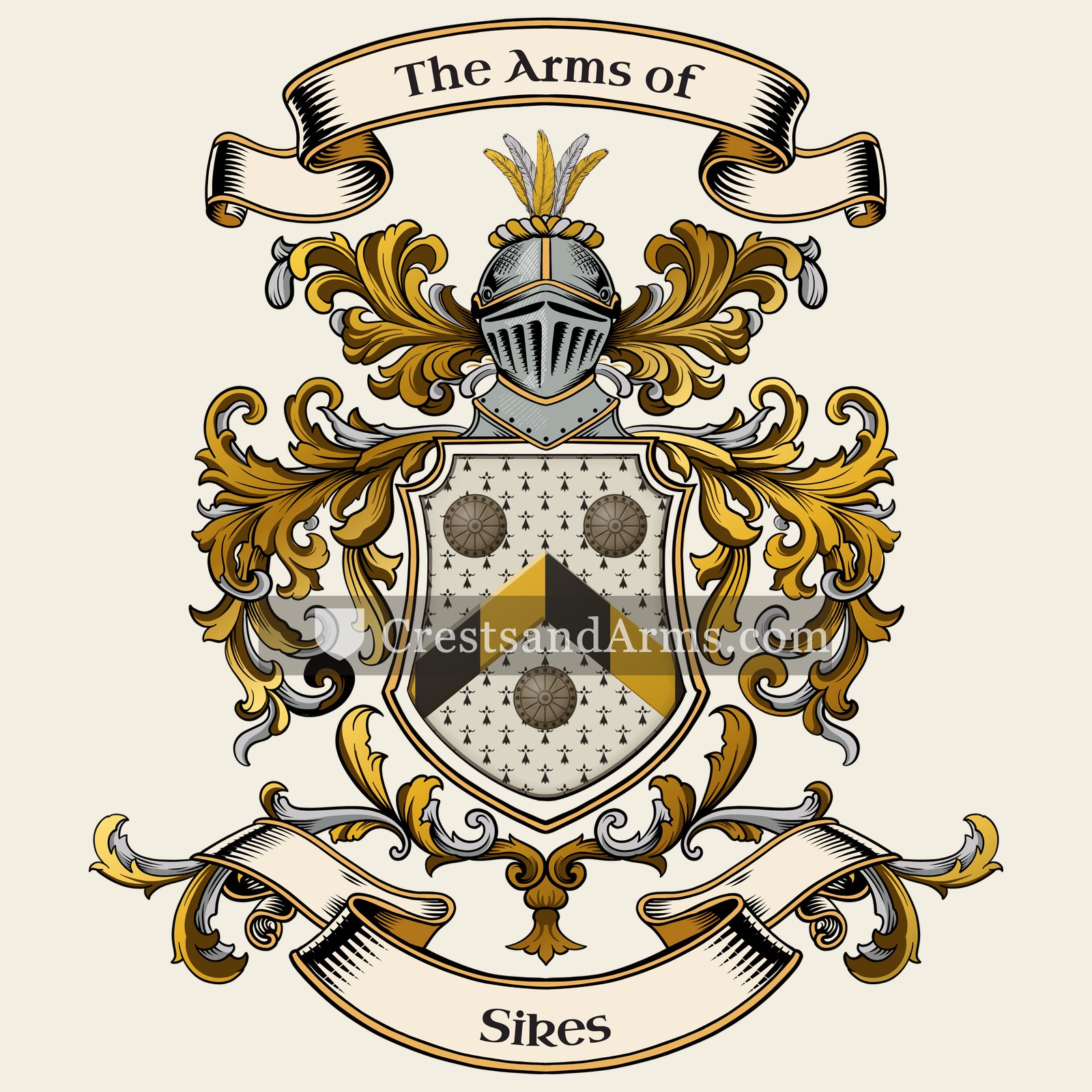 The Sikes coat of arms, drawn from the recorded blazon