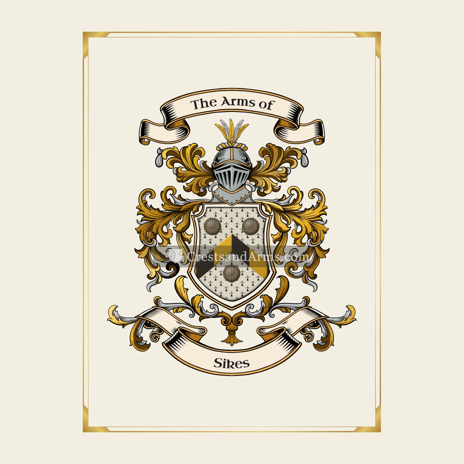 With gold border