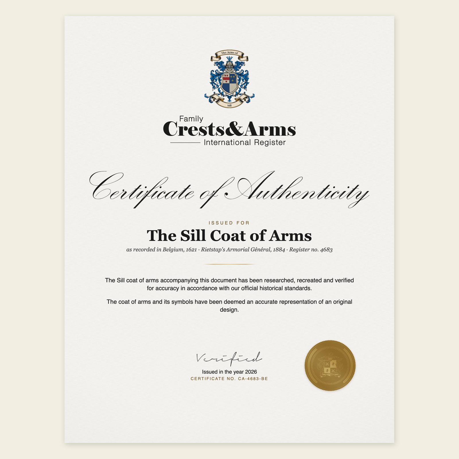 Certificate of authenticity
