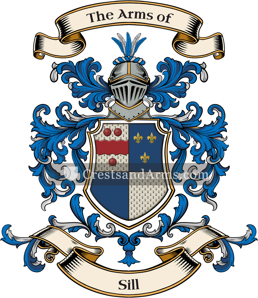 The Sill coat of arms, drawn from the recorded blazon