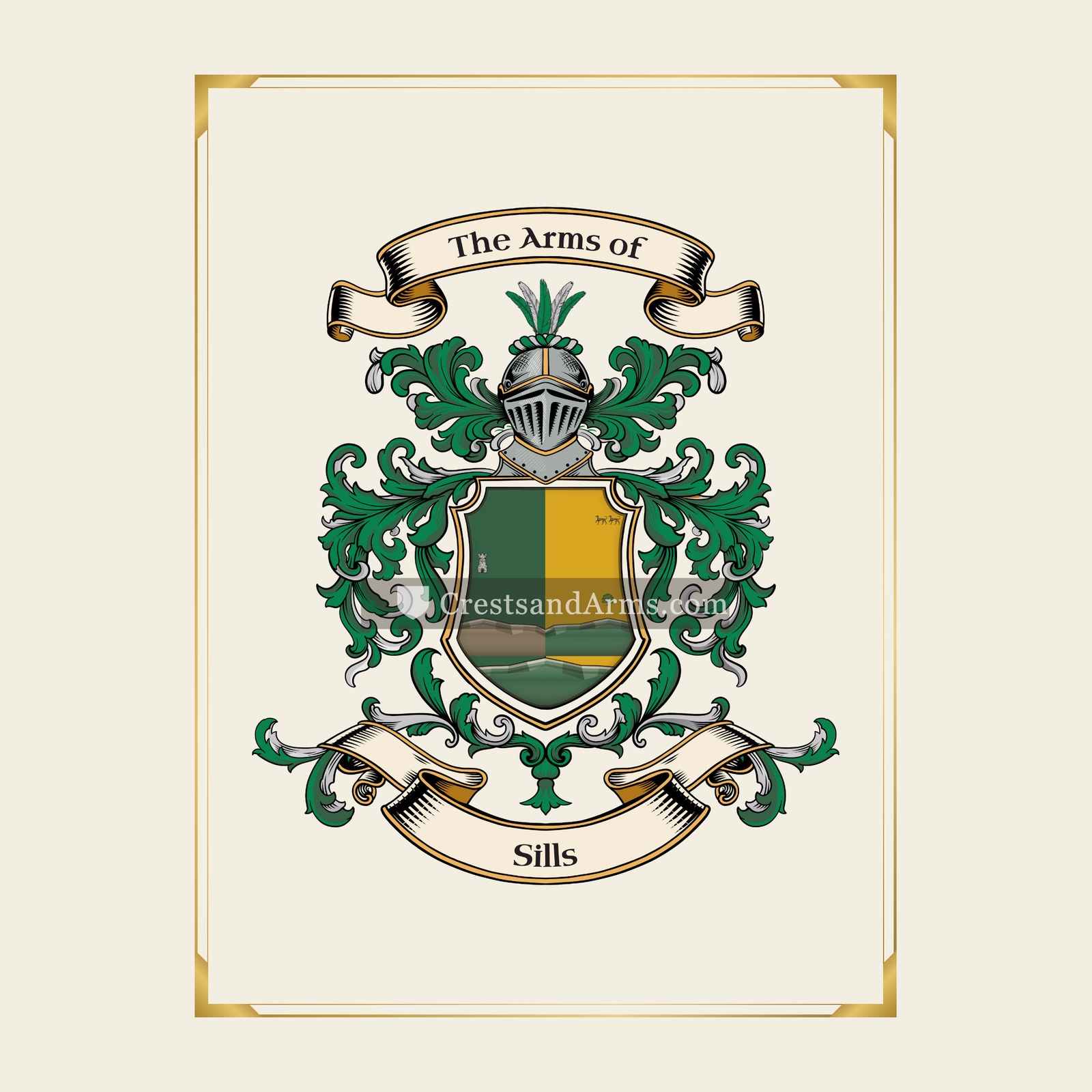 With gold border