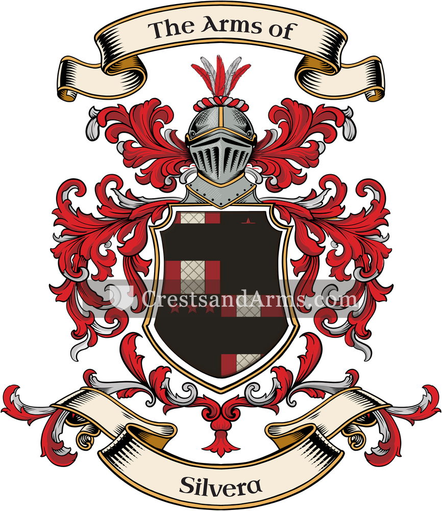 The Silvera coat of arms, drawn from the recorded blazon