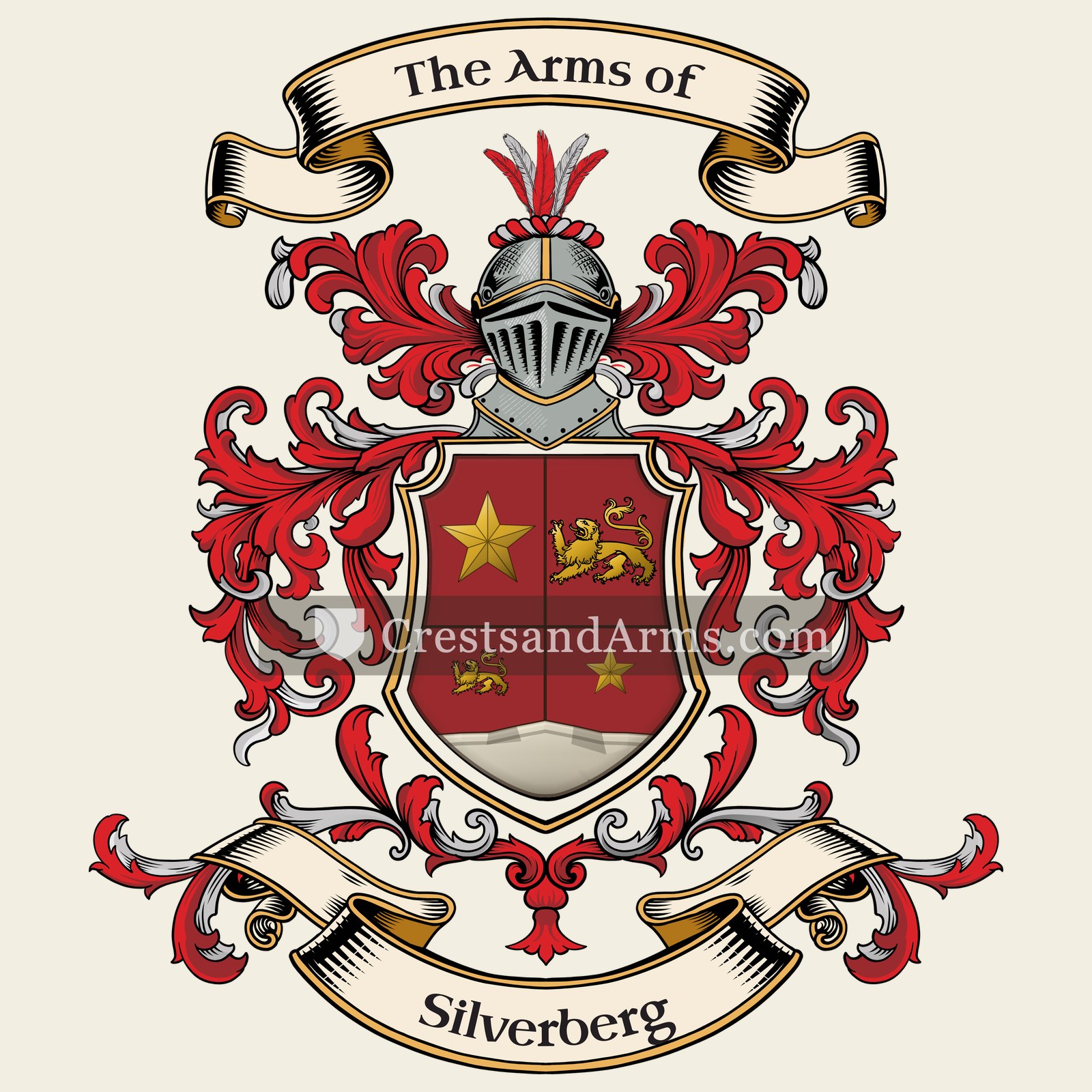 The Silverberg coat of arms, drawn from the recorded blazon