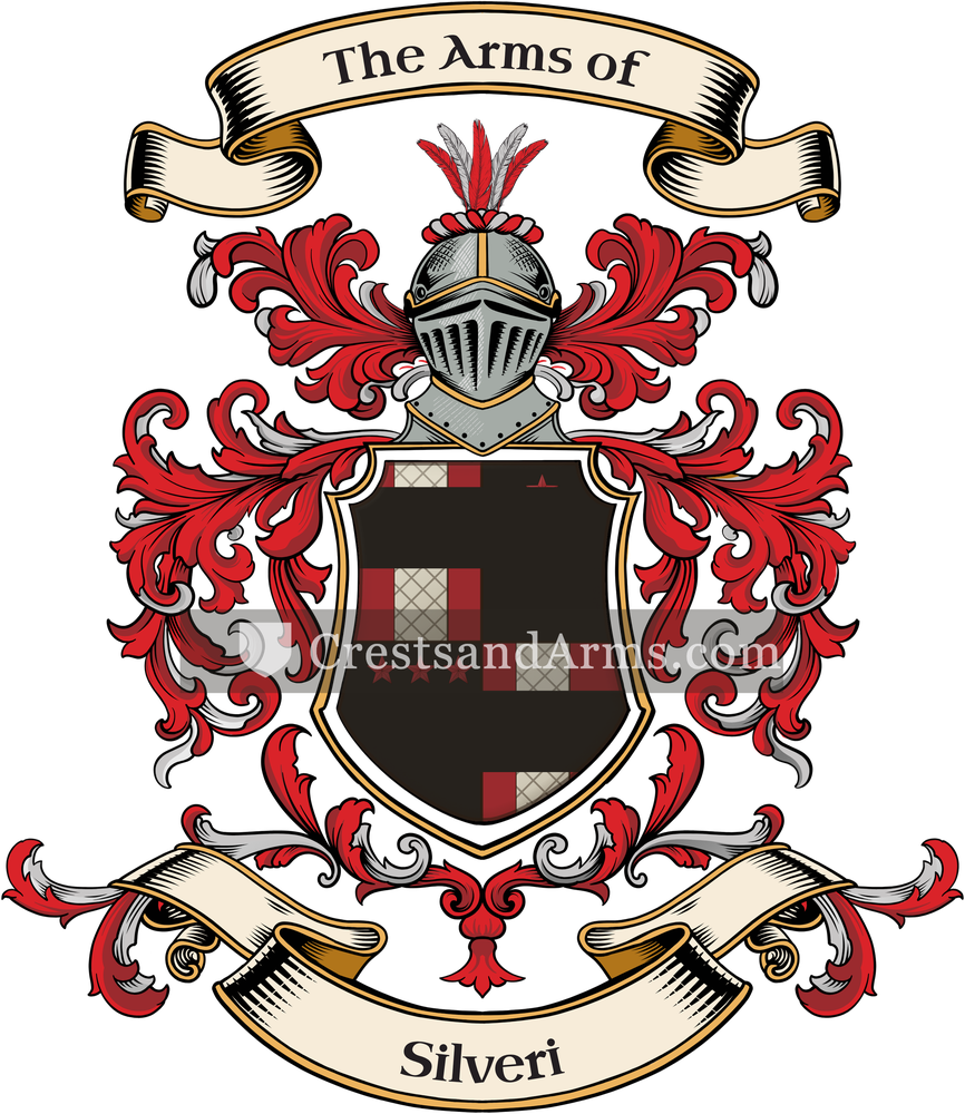 The Silveri coat of arms, drawn from the recorded blazon