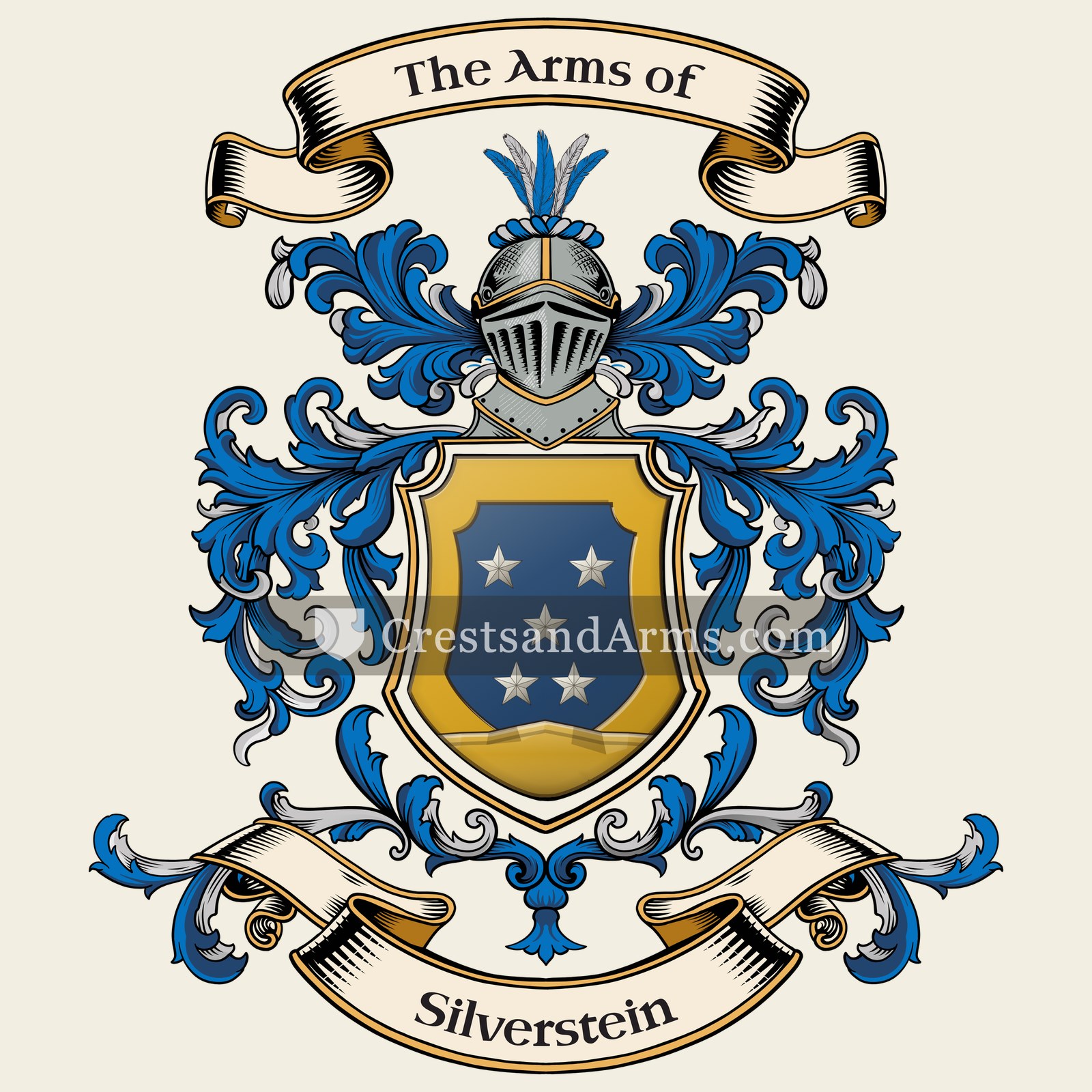 The Silverstein coat of arms, drawn from the recorded blazon