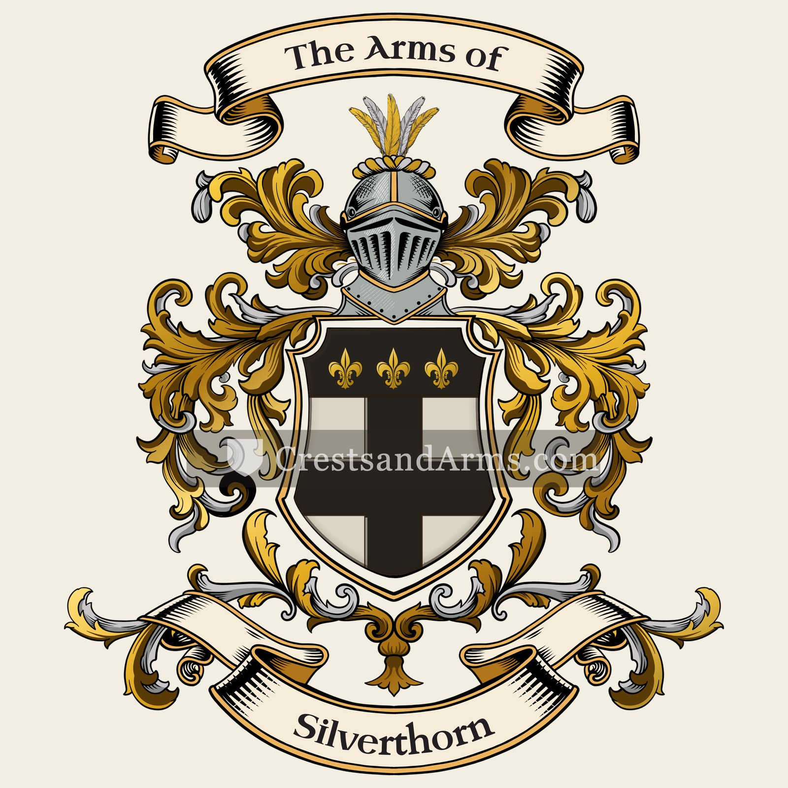 The Silverthorn coat of arms, drawn from the recorded blazon