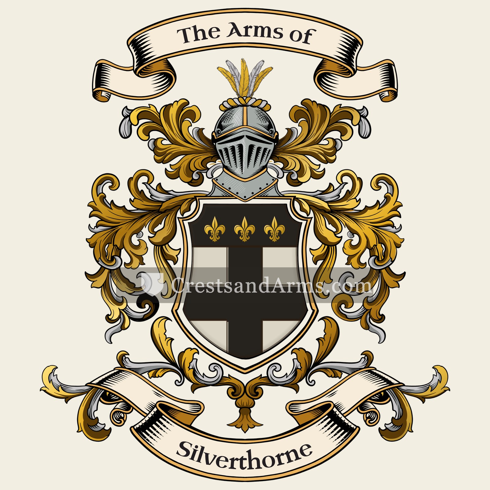 The Silverthorne coat of arms, drawn from the recorded blazon