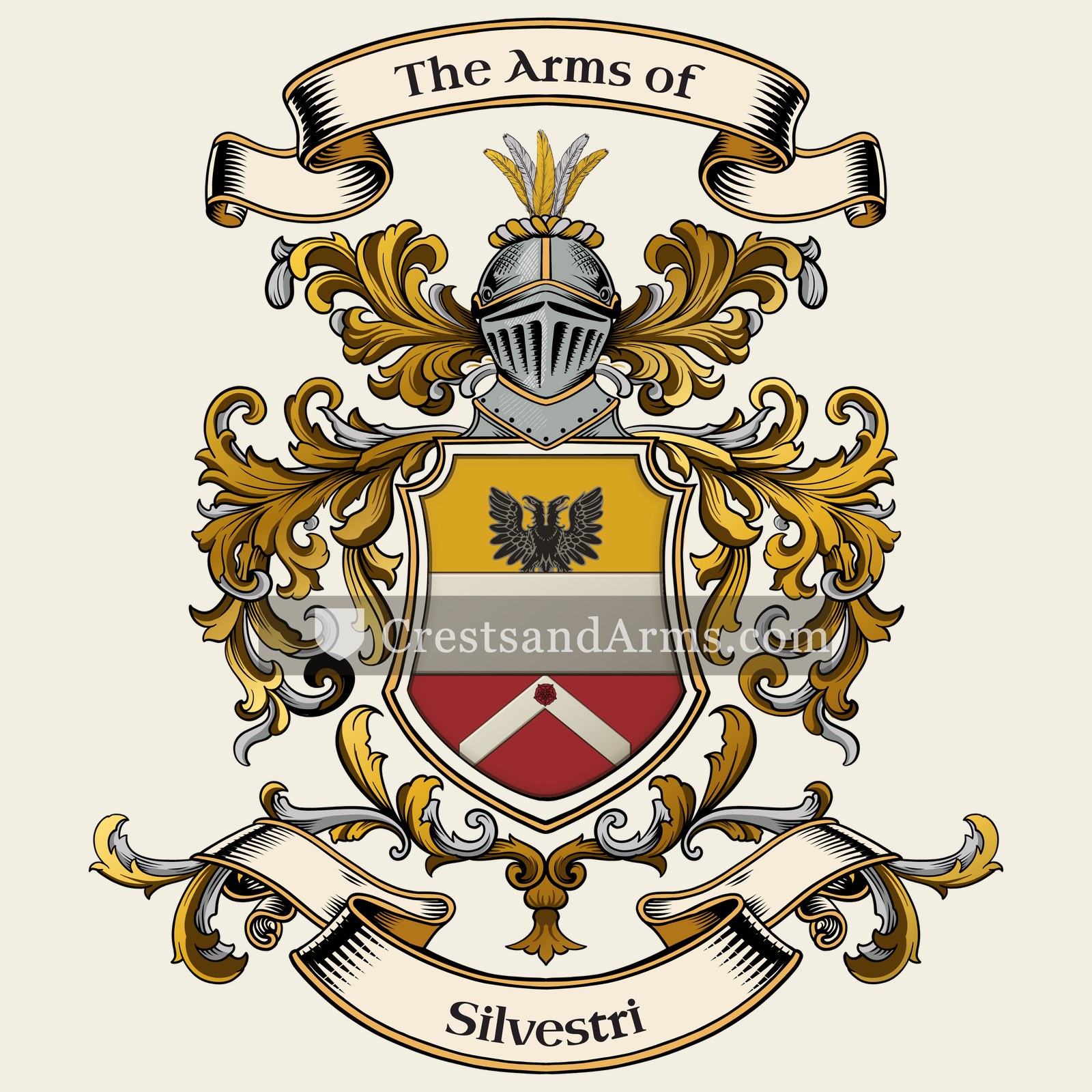 The Silvestri coat of arms, drawn from the recorded blazon