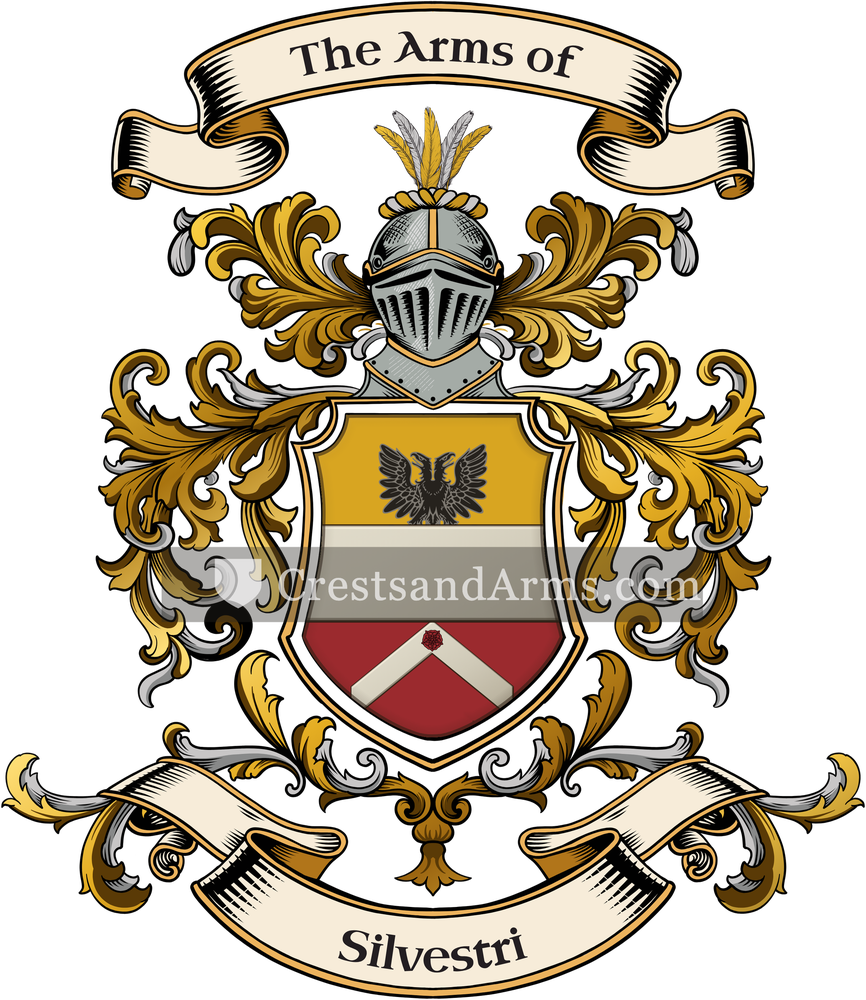 The Silvestri coat of arms, drawn from the recorded blazon
