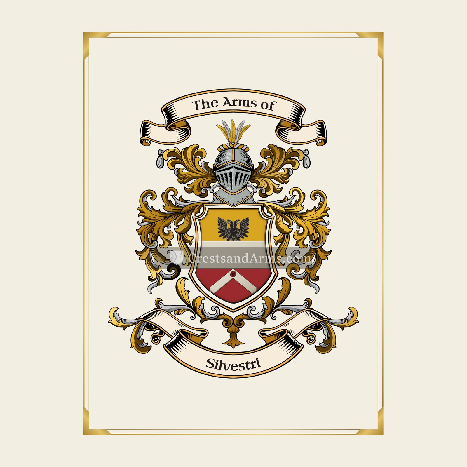 With gold border