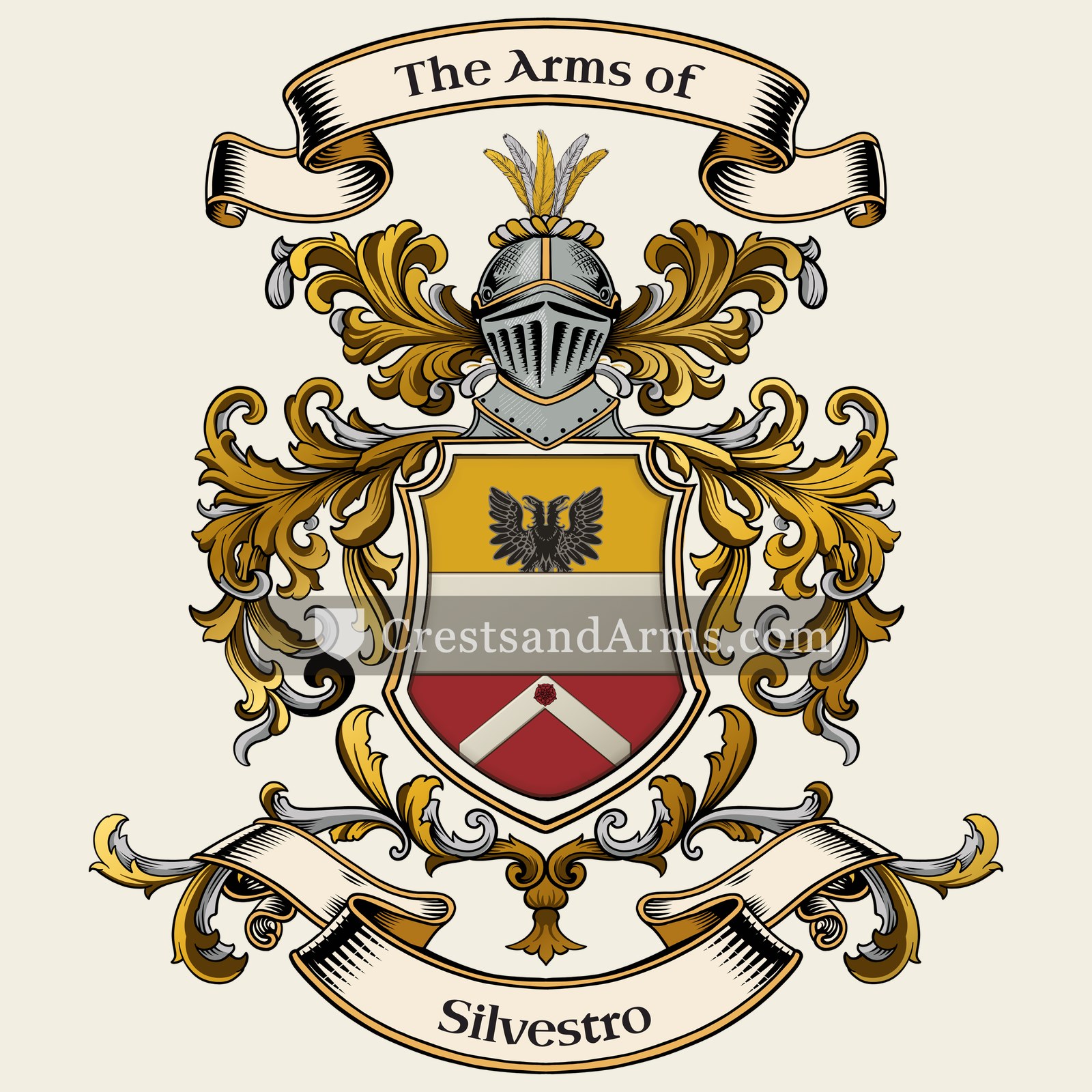 The Silvestro coat of arms, drawn from the recorded blazon
