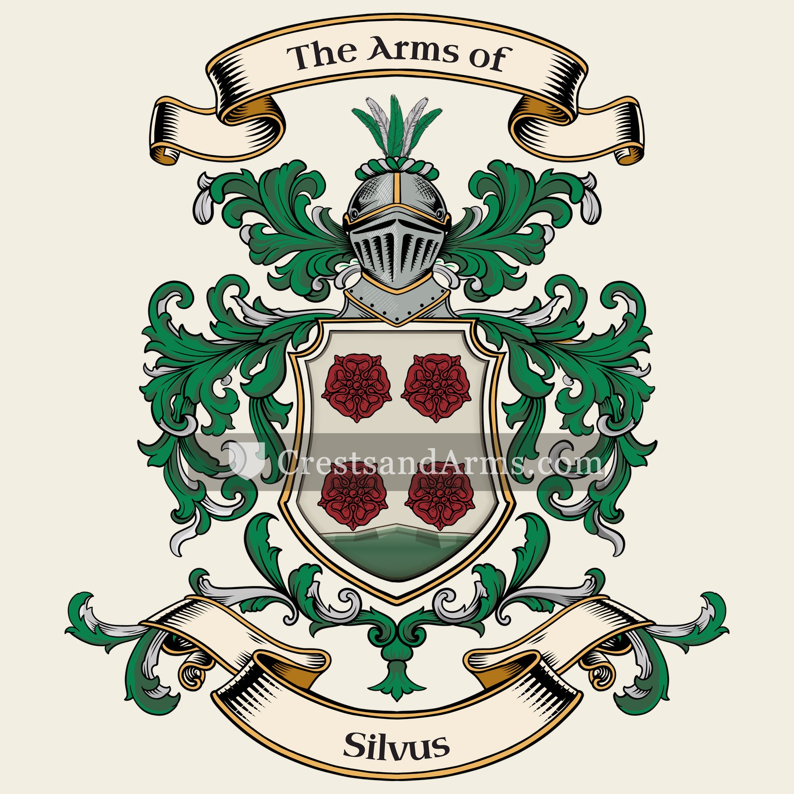 The Silvus coat of arms, drawn from the recorded blazon