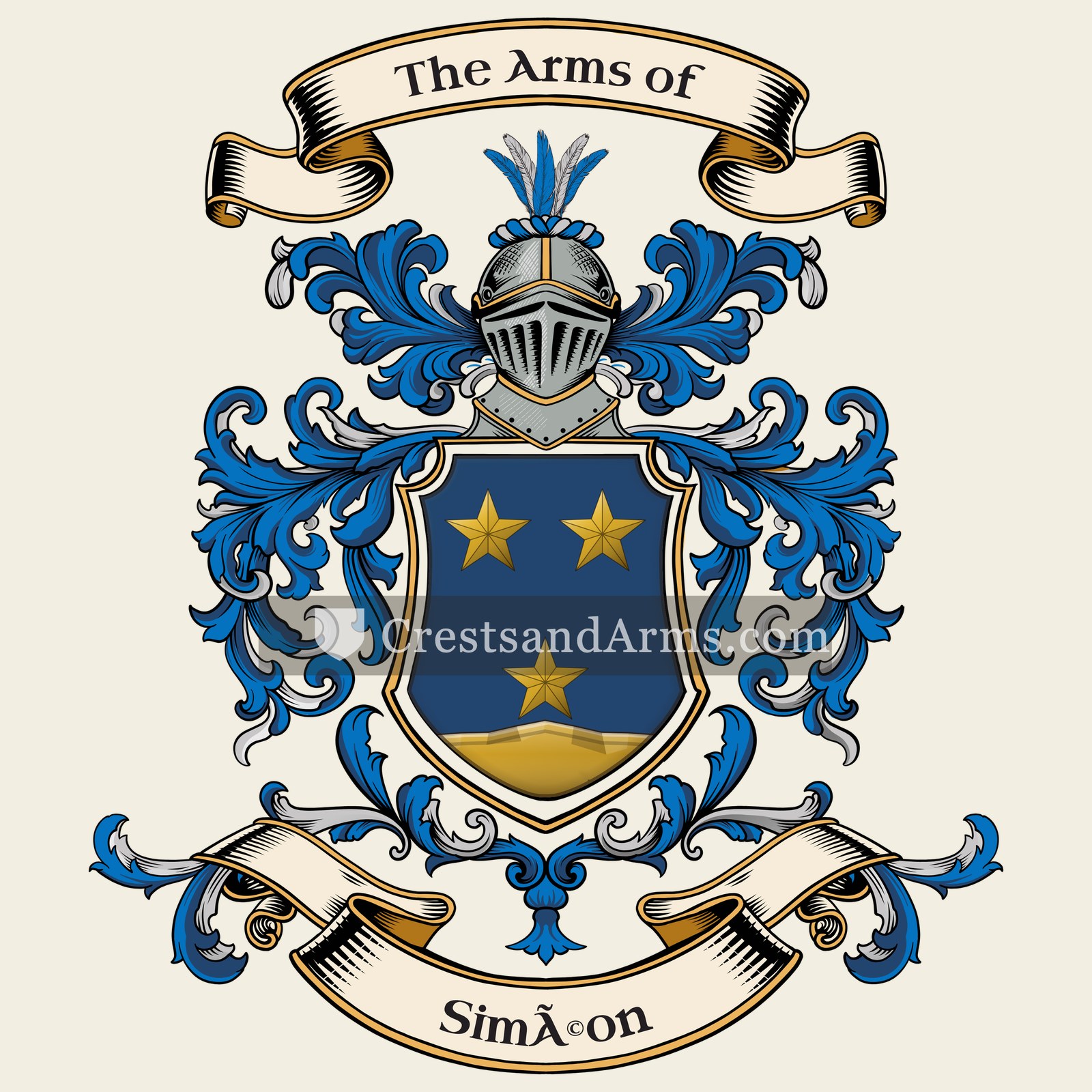 The Siméon coat of arms, drawn from the recorded blazon