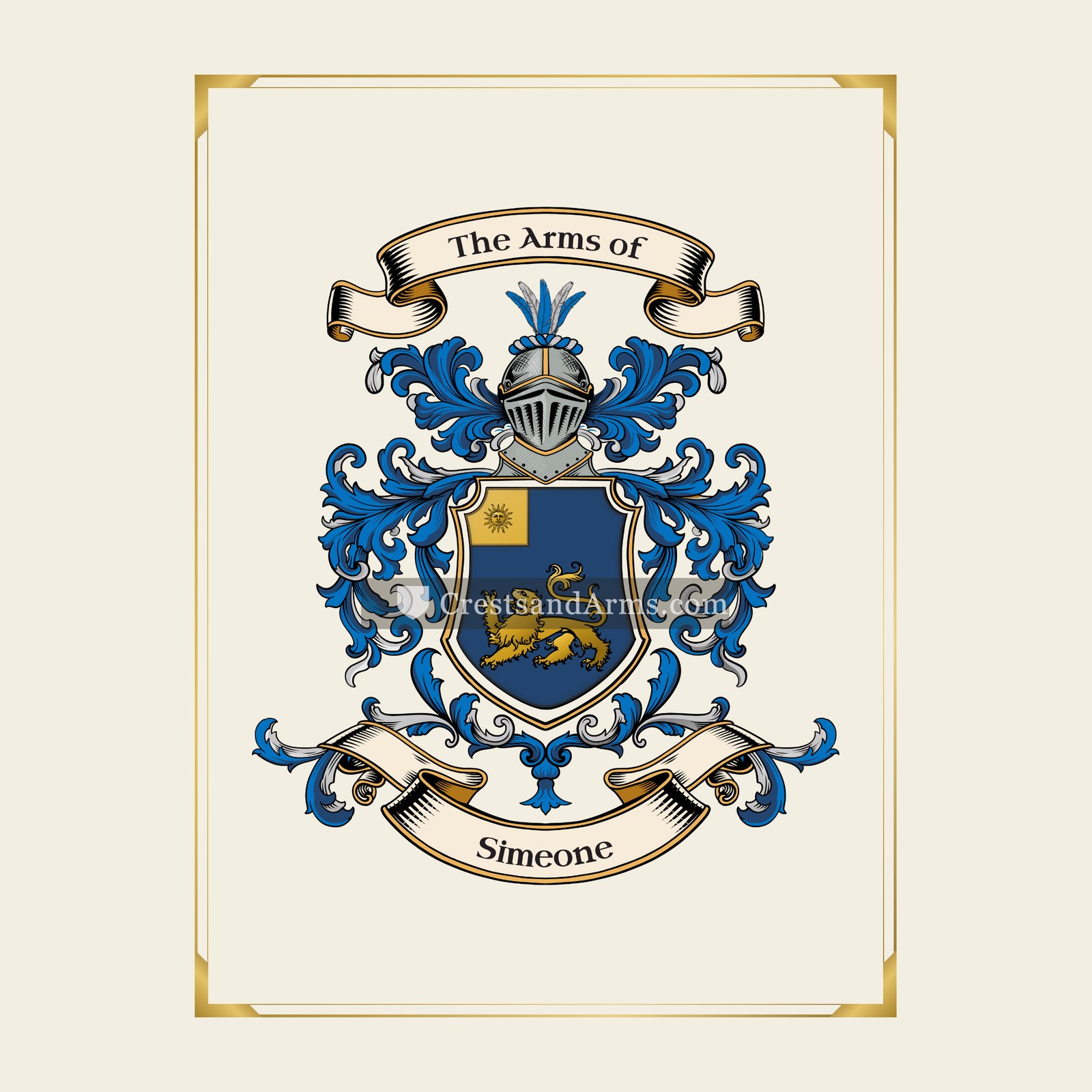 With gold border