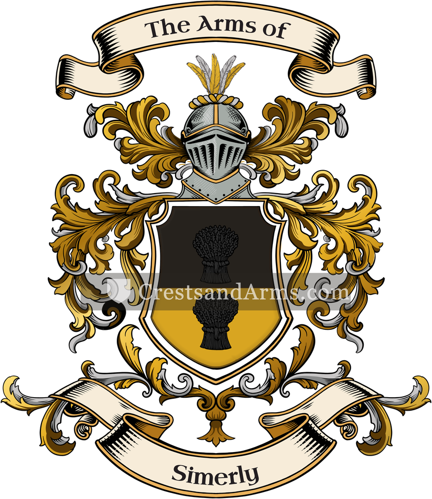 The Simerly coat of arms, drawn from the recorded blazon