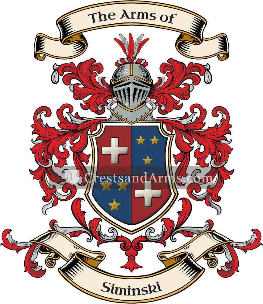 The Siminski coat of arms, drawn from the recorded blazon