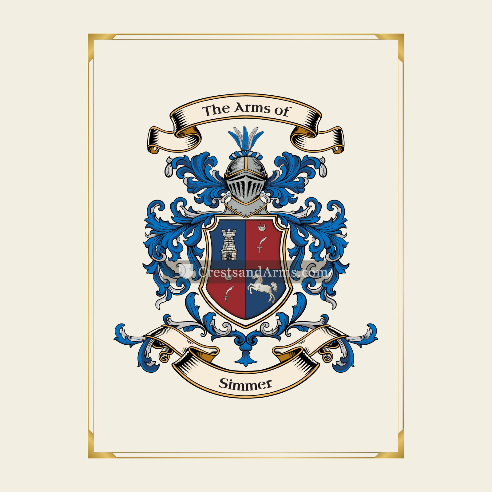With gold border