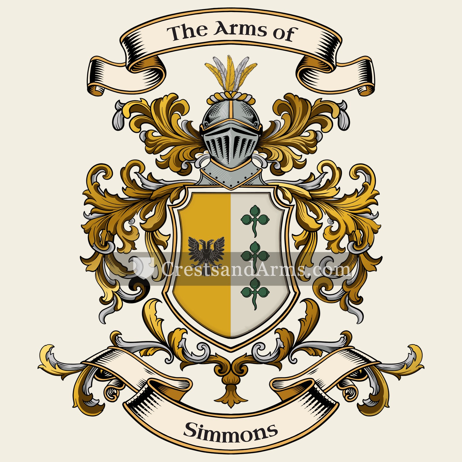 The Simmons coat of arms, drawn from the recorded blazon
