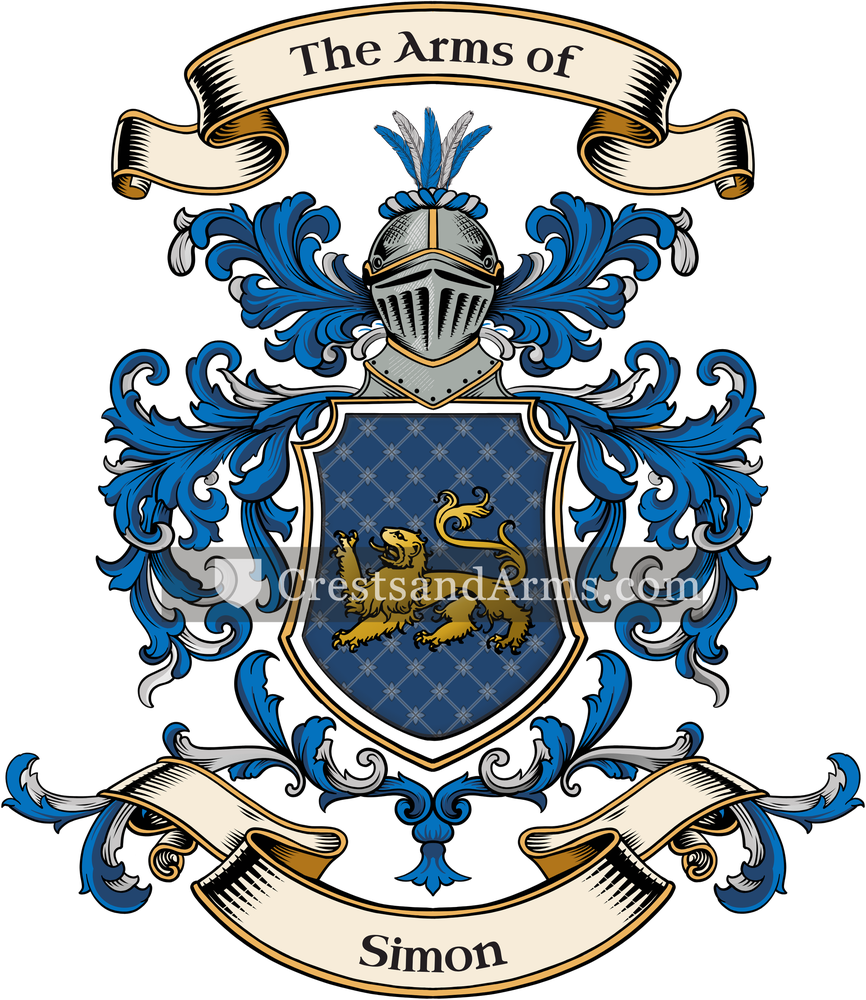 The Simon coat of arms, drawn from the recorded blazon