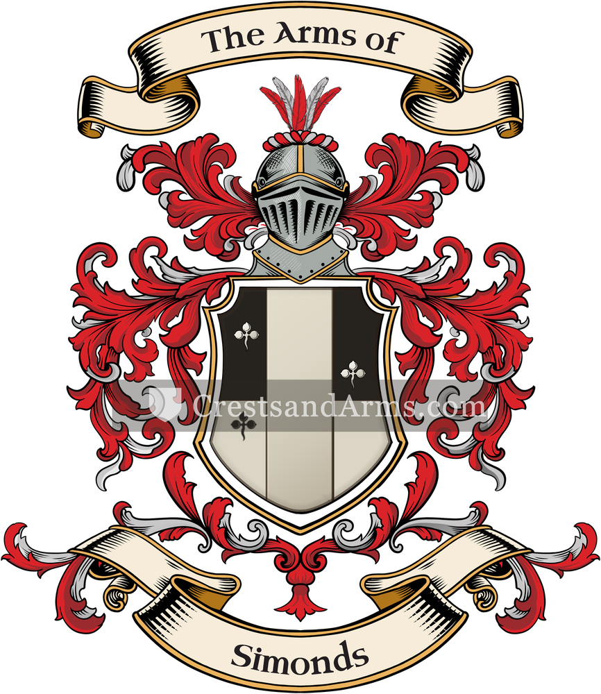 The Simonds coat of arms, drawn from the recorded blazon