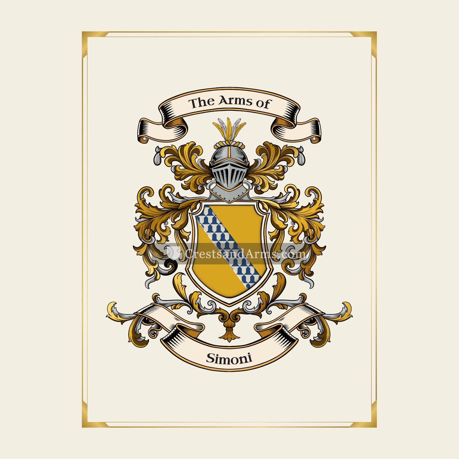 With gold border