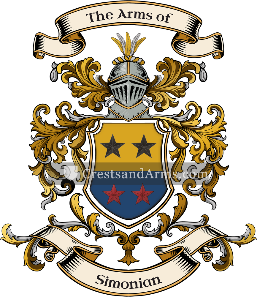 The Simonian coat of arms, drawn from the recorded blazon