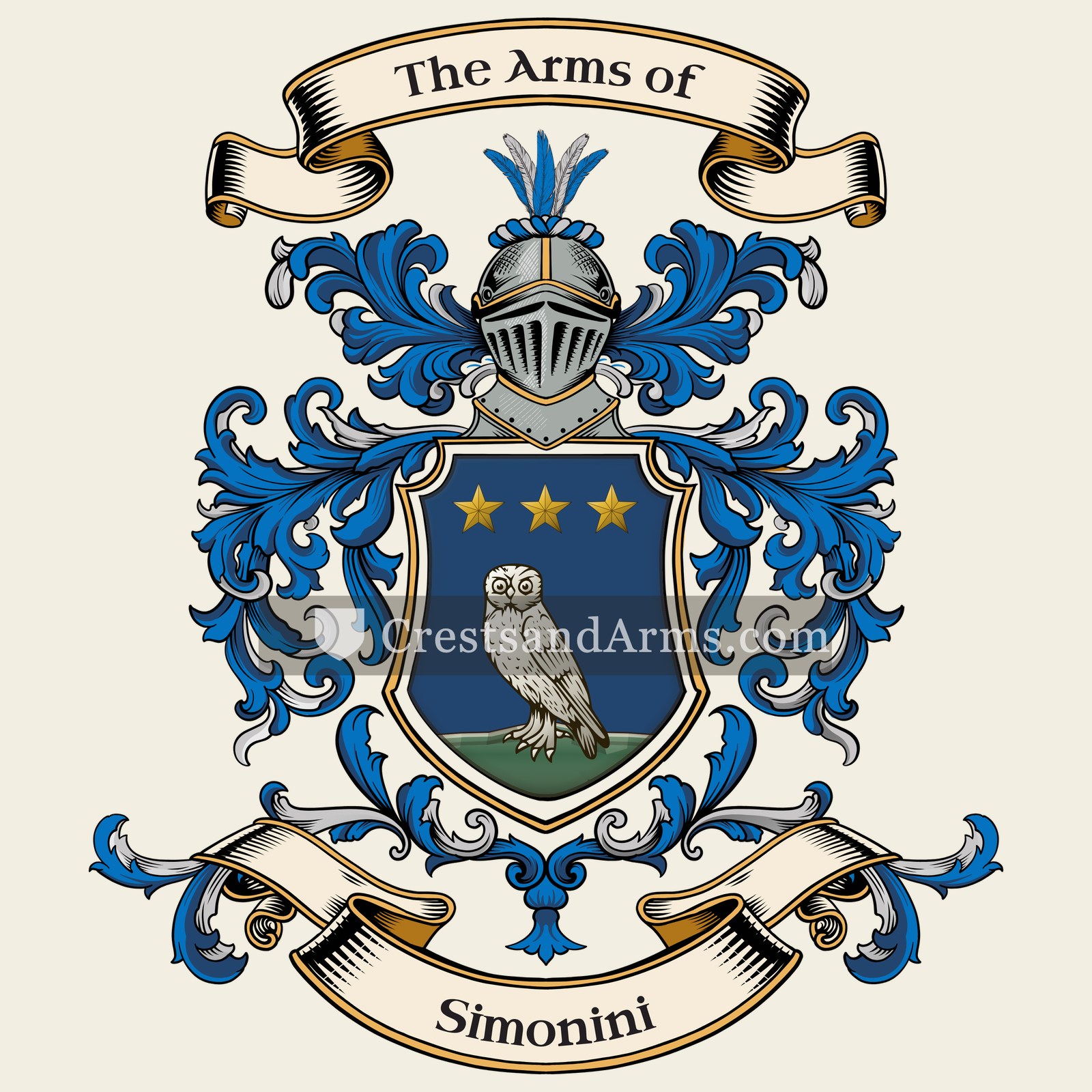 The Simonini coat of arms, drawn from the recorded blazon