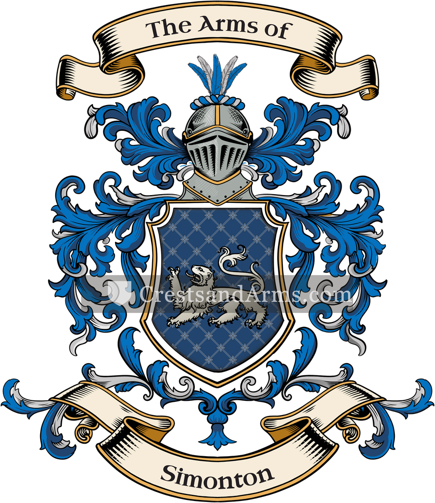 The Simonton coat of arms, drawn from the recorded blazon