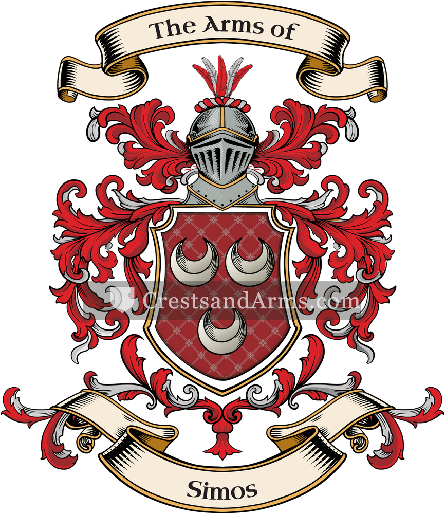 The Simos coat of arms, drawn from the recorded blazon