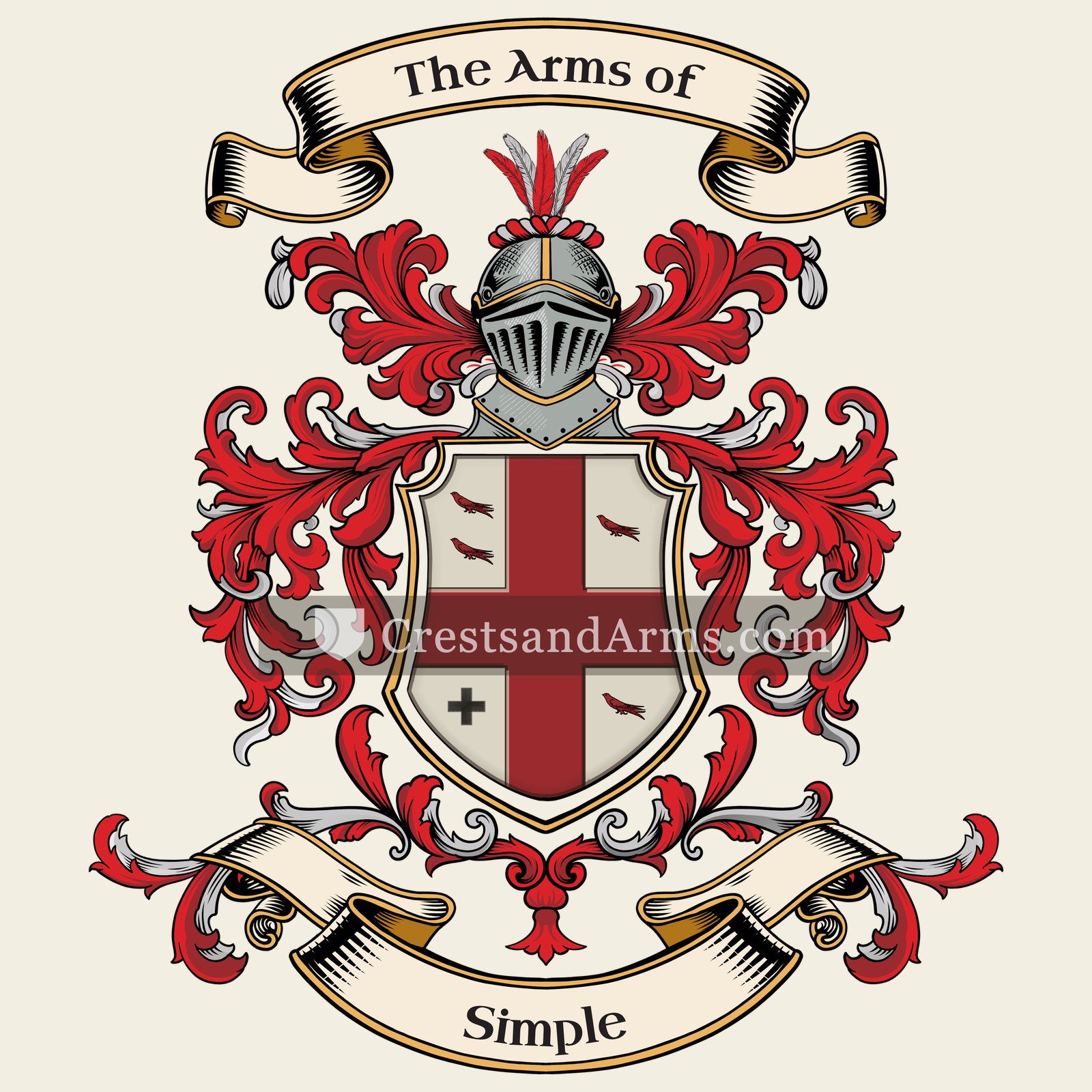 The Simple coat of arms, drawn from the recorded blazon