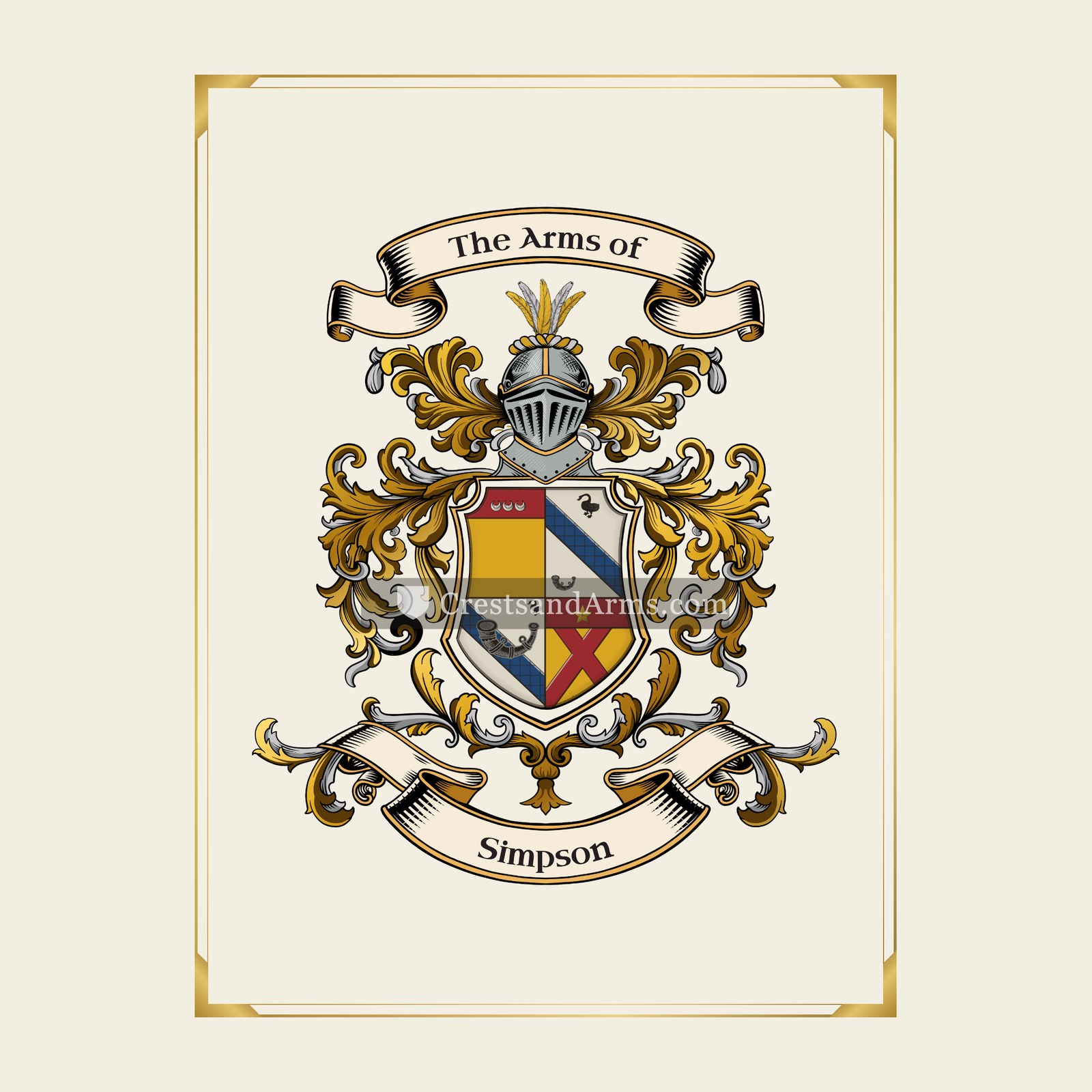 With gold border