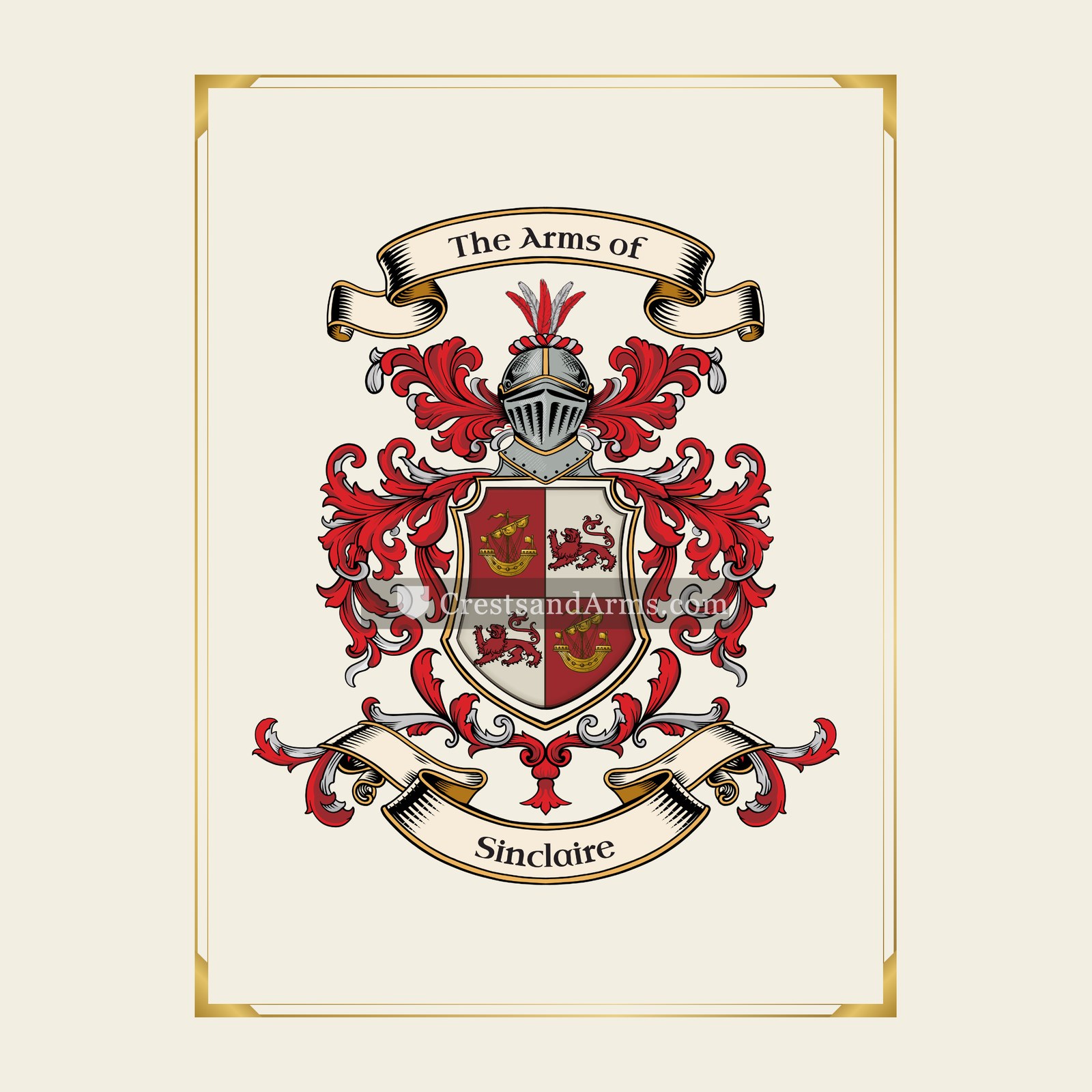 With gold border