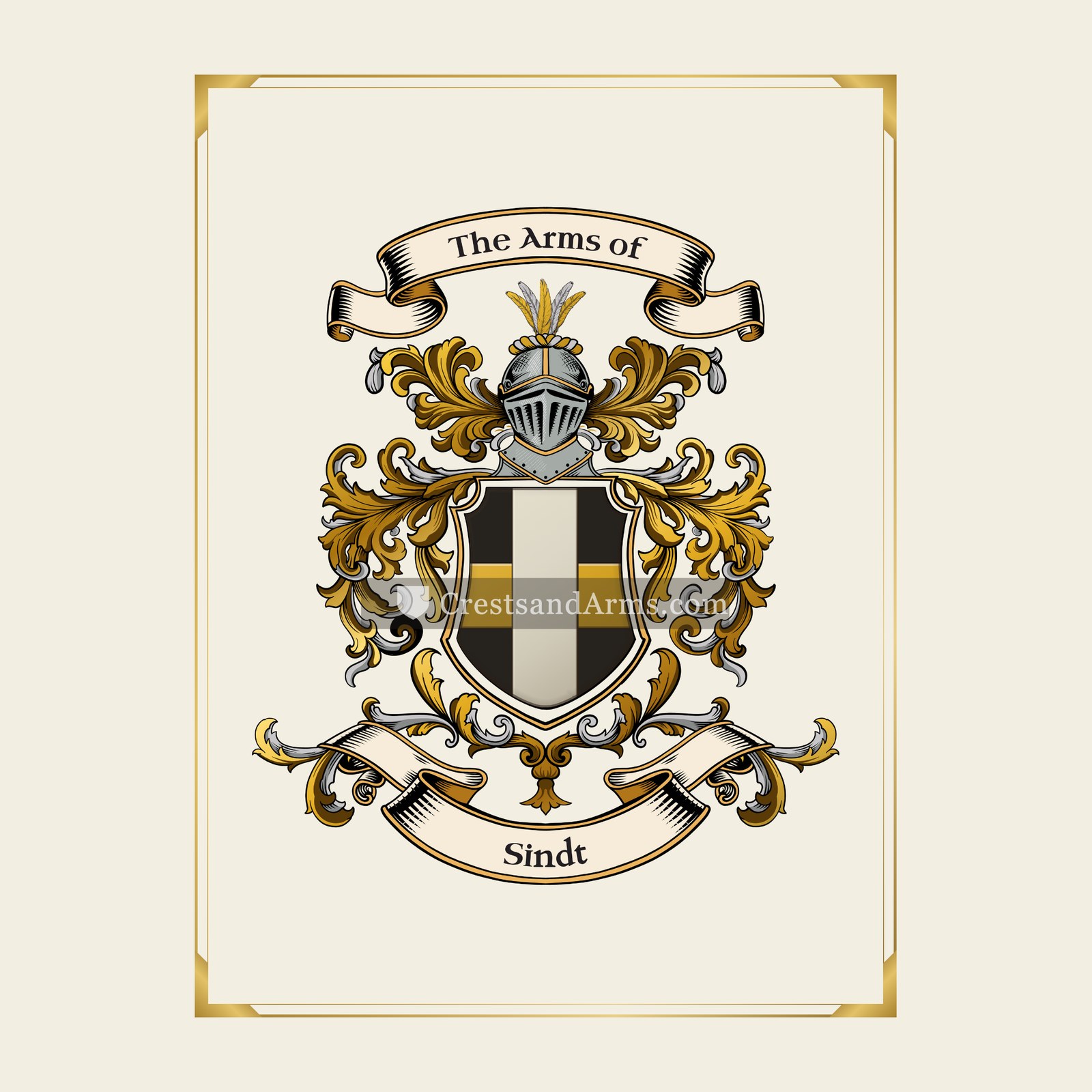 With gold border