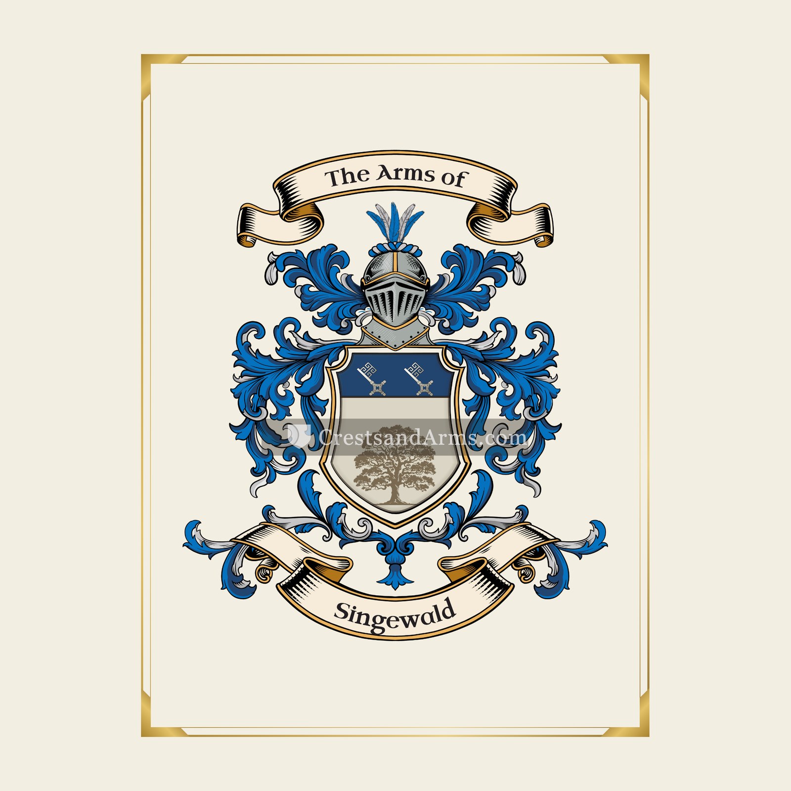 With gold border